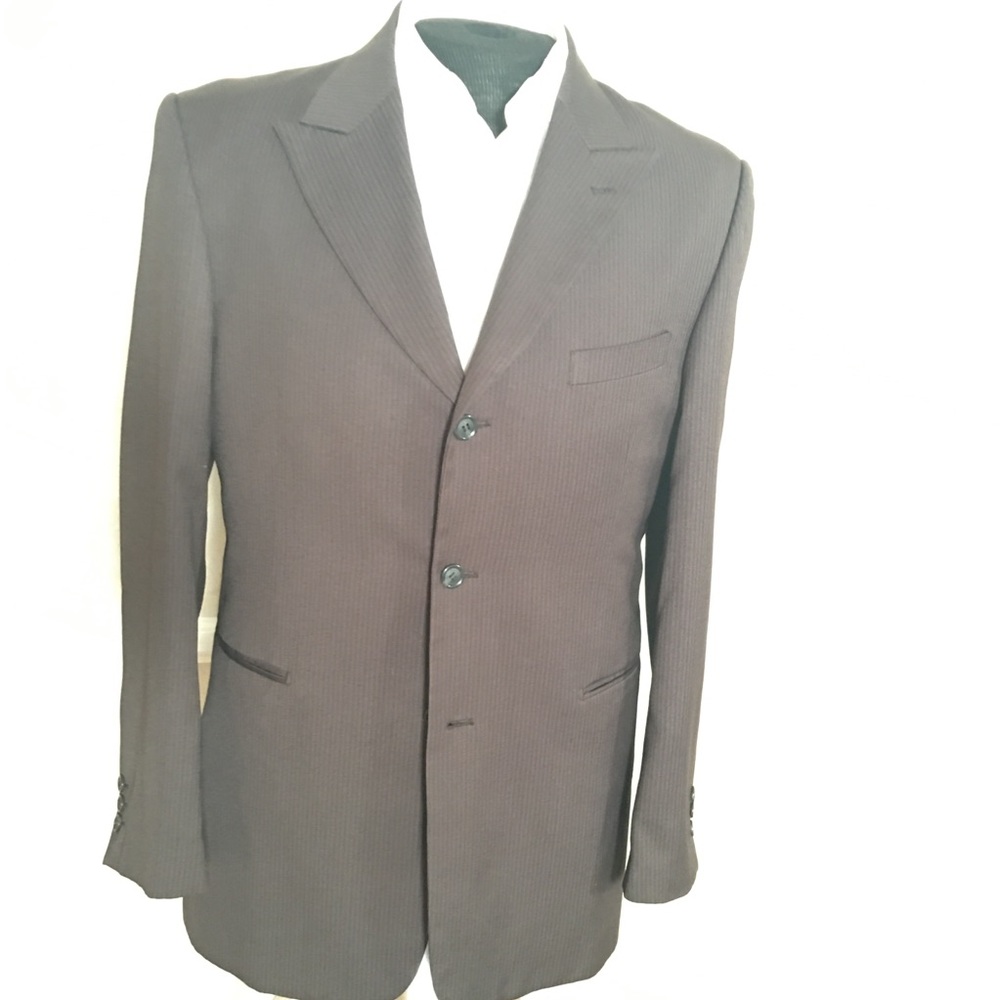Zandello 40R Chocolate Brown Pinstriped Suit